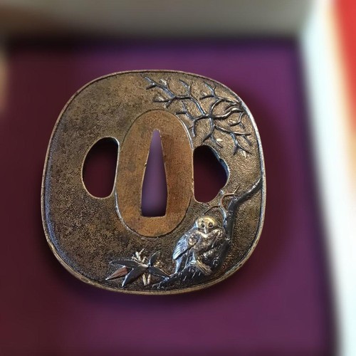 Japanische tsuba eule motiv - tsuba,