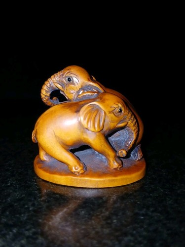 Buchsbaum netsuke kämpfende - buchsbaum,