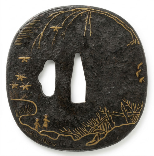 Eisen tsuba mit landschaft - mit,