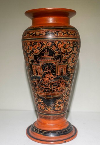 Antike lackarbeit vase burma - lackarbeit,